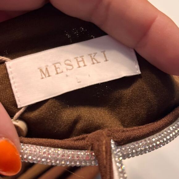 Meshki Nicha Diamante Cutout Maxi Dress in Chocolate NWT Large - Picture 8 of 9